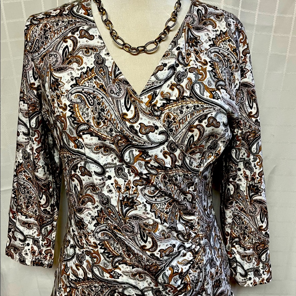 3/4 Length Sleeve Faux Wrap